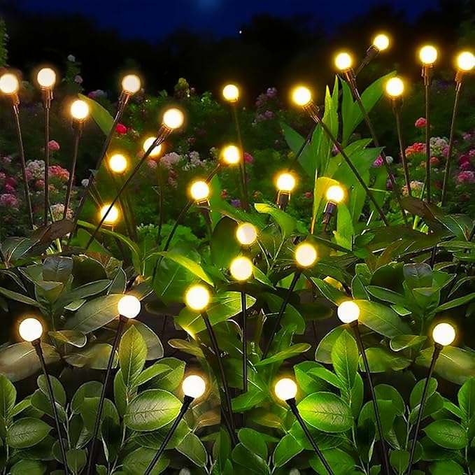 Solar Garden Lights Outdoor Waterproof Upgraded Flexible Titanium Wires Wind Swaying Firefly Lights for Patio Yard Pathway Unique Dancing Solar Decor Gifts for Women Christmas (4Pack)