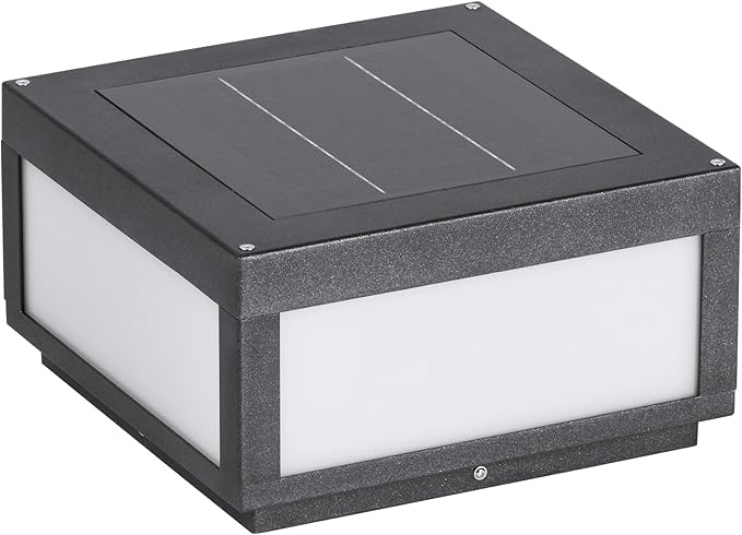 Solar Post Lights Waterproof 11.8 Solar Pillar Lights Outdoor Modern Gate Column Lights Large Square Solar Lantern 3000K LED Entrance Column Lamp for Deck Patio Outside Pool Stone Pillars