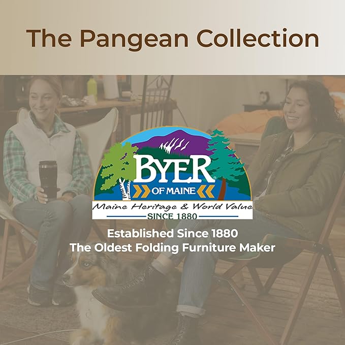 BYER OF MAINE Pangean Butterfly Chair Easy-Fold Hardwood Sling Chair – Portable Beach Camping &amp Patio Seat – 34″H × 23″W × 27″D in Granite