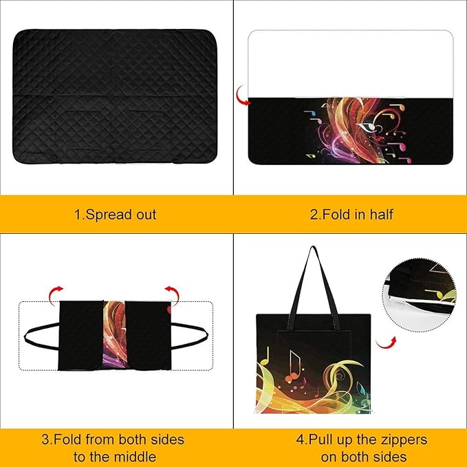 Zipper Rainbow Musical Note Melody Style Picnic Mat Suitable for Travel Camping Park Or Home Use