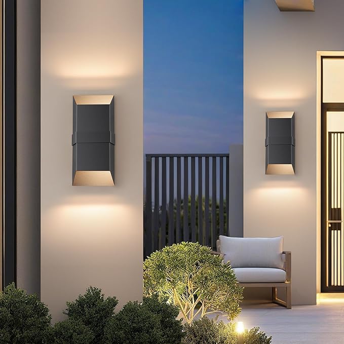 Outdoor Lights Fixture Twins Modern Led Wall Sconce Indoor Black Exterior Wall Lights for House Front Porch Light Outdoor Wall Mount Patio Lights Fixture for Garage Yard 3000K