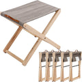 Folding Canvas Camp Stools Set of 6 Wood Folding Camping Stool Patio Portable Foot Stool for Garden Outdoor Fishing Picnic Travel BBQ Grey