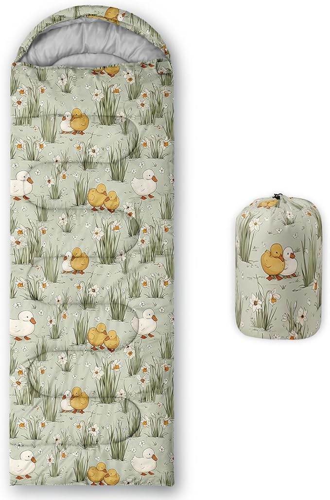 AILONEN Cartoon Camping Sleeping Bag for Boys Girls AdultsLightweight &amp Waterproof3 Season Warm &amp Cold WeatherPortablePrinted Sleeping BagTravelingCampingHiking