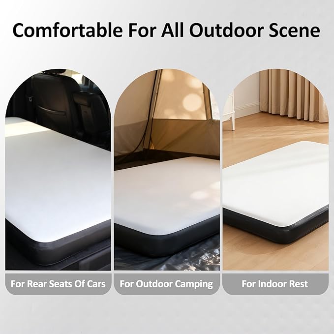 Queen Size Inflatable Air Bed Mattress 6'' Elevated Pad with Pump White Hypo-Allergenic Portable Outdoor Camping Mat
