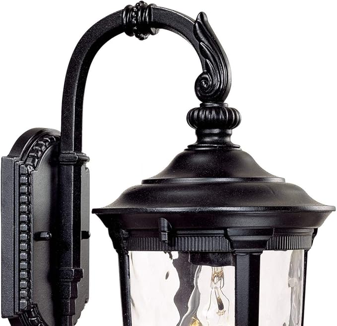 John Timberland Bellagio European Outdoor Wall Light Fixture Black Aluminum Metal 16.5 Clear Hammered Glass Decor for Exterior House Porch Patio Outside Deck Garage Yard Front Door Garden Home