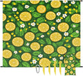 Waterproof Sandproof Beach Blanket 59''×68'' Lemon Joy Polyester Outdoor Picnic Blanket with 4 Stakes &amp Storage Bag for BeachCampingVacation Green