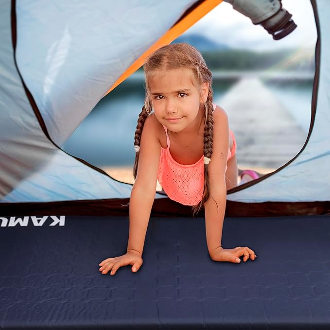 KAMUI Self Inflating Sleeping Pad - 2 Inch Thick Camping Pad Connectable with Multiple Mats for Tent and Family Camping