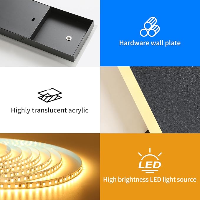 Mikeru 2 Pack Upgraded 31.4 Long LED Wall Sconce 4.3 Wide IP65 Waterproof Outdoor Wall Lights 3000K Warm White Exterior Lighting Fixtures for Front Porch Garage Basement &amp Patio