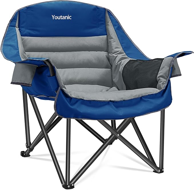 Oversized Camping Chair Portable Folding Camping Chairs with Side Pocket Cup Holder and Carry Bag Heavy Duty Outdoor Camping Chairs for Adults Fishing Sports Trip up to 400lbs Style 6