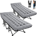 JEAREY 2-Piece Camping Cot for Sleeping 28 Extra Wide Heavy-Duty 1200D Oxford Foliding Cots for Adults Portable with Mattress Carry Bag for Guest Travel Hiking Light Gray