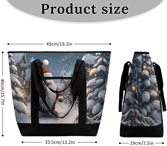 Insulated Shopping BagLarge Reusable Cooler Bags Christmas Snow Printed Foldable Shopping BagTravel Waterproof Shoulder Bag