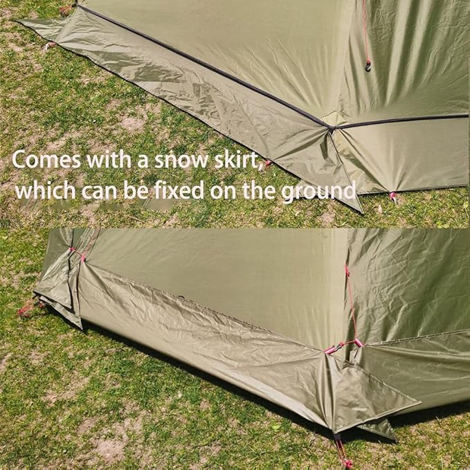 Tipi Hot Tent with Fire Retardant Stove Jack for Flue Pipes 3~4 Person Lightweight Teepee Tents with Snow Skirt for Family Team Outdoor Backpacking Camping Hiking