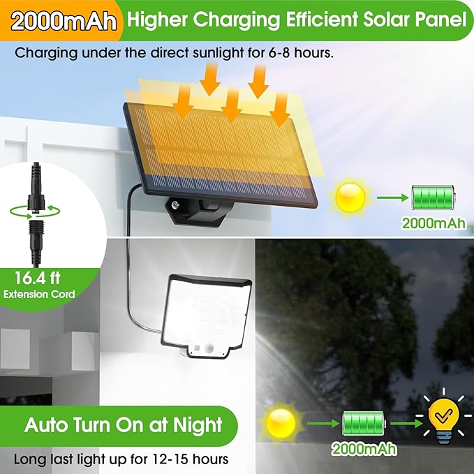 Solar Lights Outdoor Waterproof 186 Bright LEDs Dusk to Dawn Motion Security Flood Lights with Remote for Outside GarageYardPatio 4 Pack