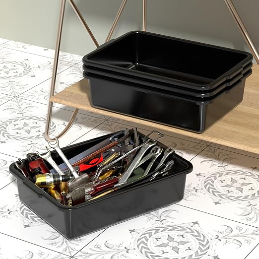 Sadstory Plastic Bus Tubs 13 L Black Commercial Bus Tub Tote 4 Packs