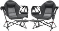 Outsunny Double Hammock Camping Chair Adjustable Back Folding Rocking Chair Swinging Hammock Chair with Cup Holder Headrest Removable Footrest Padded Seat for Travel Sports Concerts Dark Gray