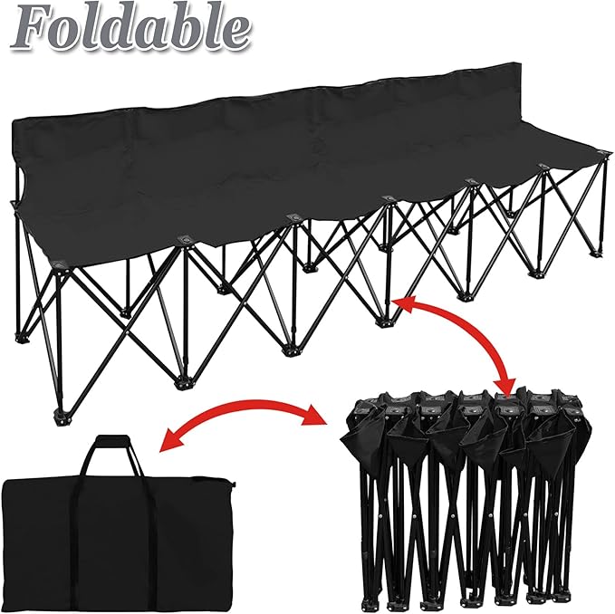 Strong Camel Portable 6 Seater Team Sports Sideline Bench Sits Outdoor Waterproof Folding Foldable