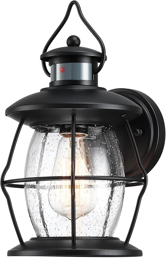 Outdoor Motion Wall Lights Advanced Dusk to Dawn Exterior Lighting Fixtures Wall SconceWaterproof Porch Light for Entryway Garage Patio PIR Motion Activated (Black)