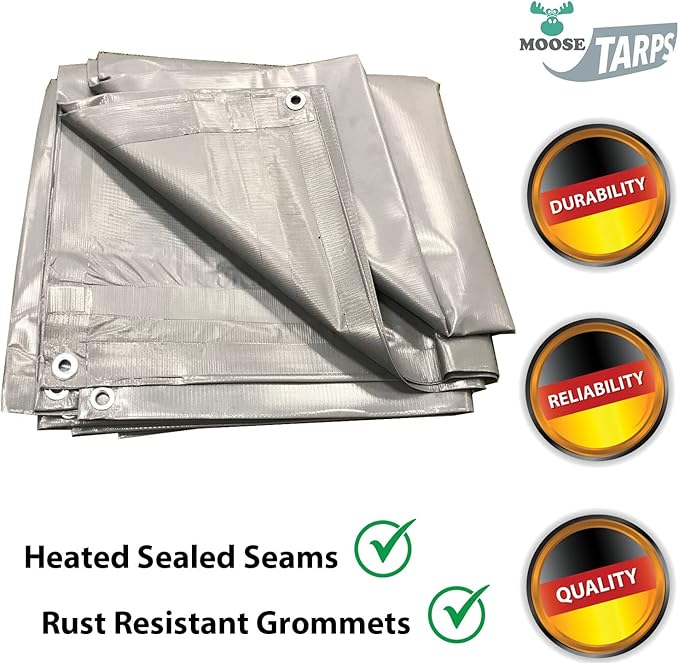 Heavy Duty Tarp 100% Waterproof 12mil Thick PVC Vinyl Tent Tarp for Camping Multi-Purpose Thick Protective Cover Weather Proof Heavy Duty UV Resistant 20 Feet x 40 Feet Gray