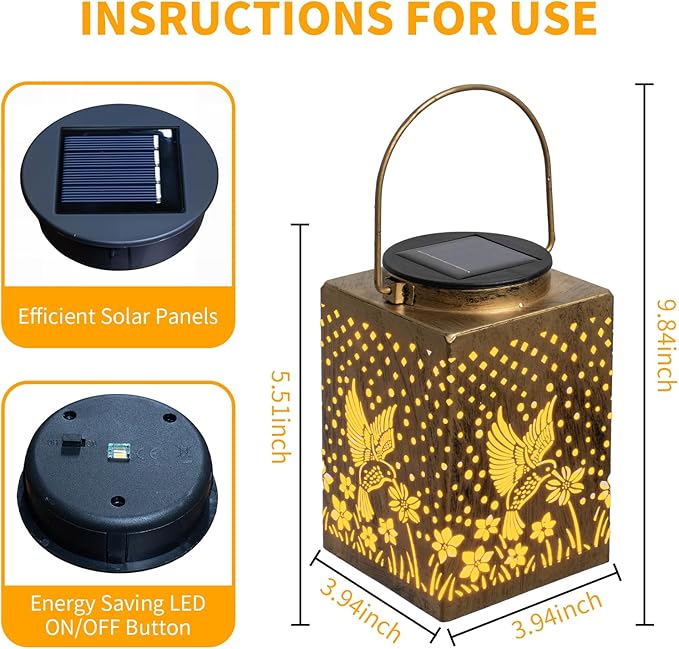 2 Pack Bronze Solar Lights Outdoor Waterproof Decorative - Gifts for Women Mom Grandma Hummingbird Garden Decor for Yard PatioBackyard Porch  Garden (Hummingbird)