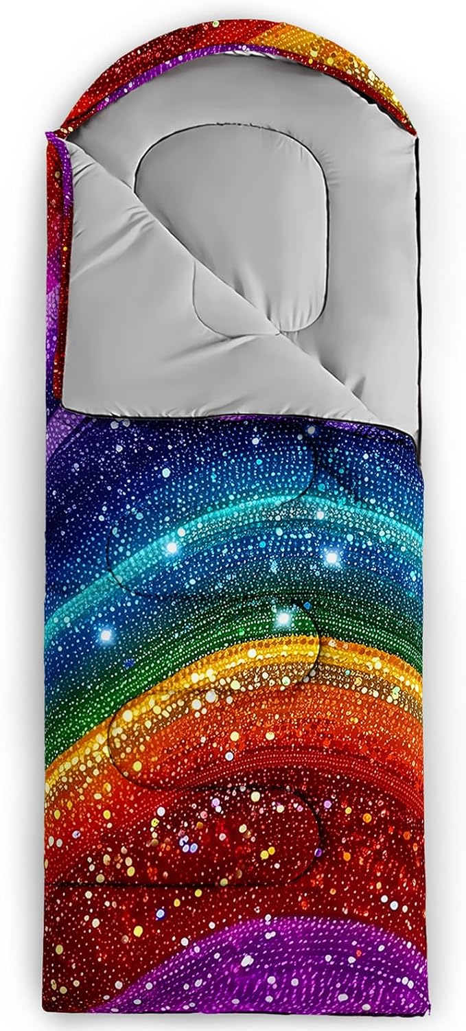 AILONEN Cartoon Camping Sleeping Bag for Boys Girls AdultsLightweight &amp Waterproof3 Season Warm &amp Cold WeatherPortablePrinted Sleeping BagTravelingCampingHiking