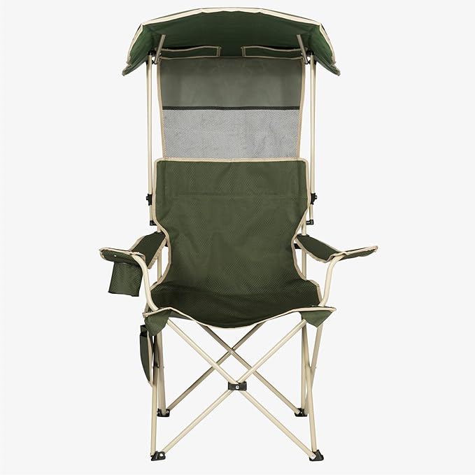 Navaris Foldable Beach Chair with Canopy Shade - Folding Chairs for Adults with Sun Umbrella for Outdoor Use - Lawn Beach Sports Camping Picnics - Lightweight &amp Easy to Carry