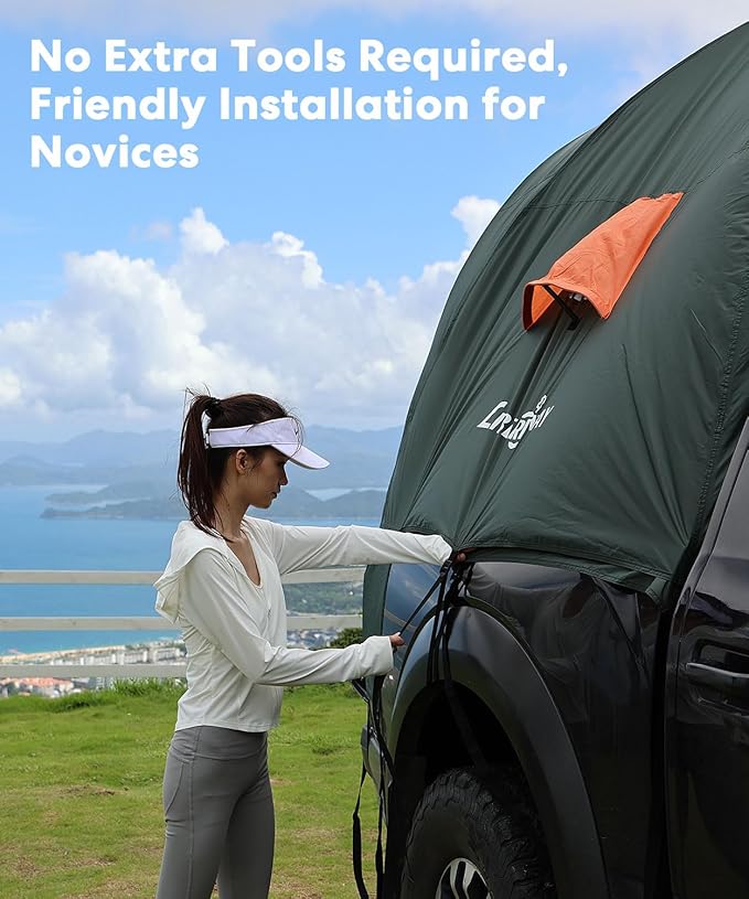 LIBERRWAY Truck Bed Tent for 2 Person 6.4-6.7 FT Pickup Truck Tent with Waterproof Rainfly Oxford for Camping Travel Outdoor Chevy Silverado 1500 Dodge Ram 2500 Ford F-250 GMC Sierra 1500