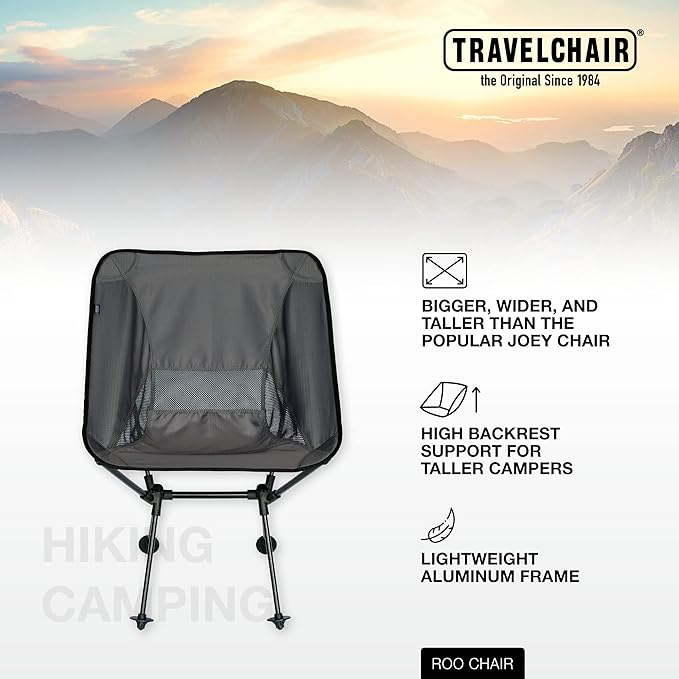 TravelChair Roo Camping Chair Wide &amp High Black