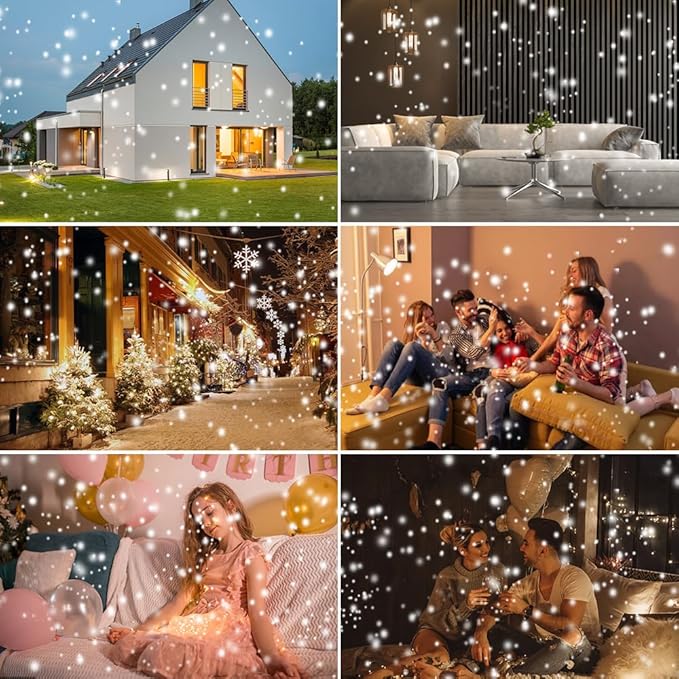 Christmas Snowfall Projector Lights Holiday Projector Lights Waterproof Snow Flurries Landscape Spotlight with Remote for Xmas Party Wedding Home Decor