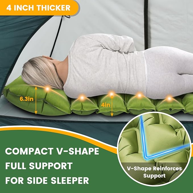 Camping Sleeping Pad Ultralight Camping Mat with Pillow Built-in Foot Pump Inflatable Sleeping Pads Compact for Travel Camping Backpacking Hiking Tent Car Camp Gear