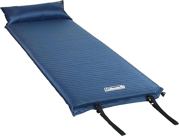 Coleman Self-Inflating Sleeping Pad with Pillow Lightweight Inflatable Camp Pad with Extra Support &amp Quick Deflation No Air Pump Needed