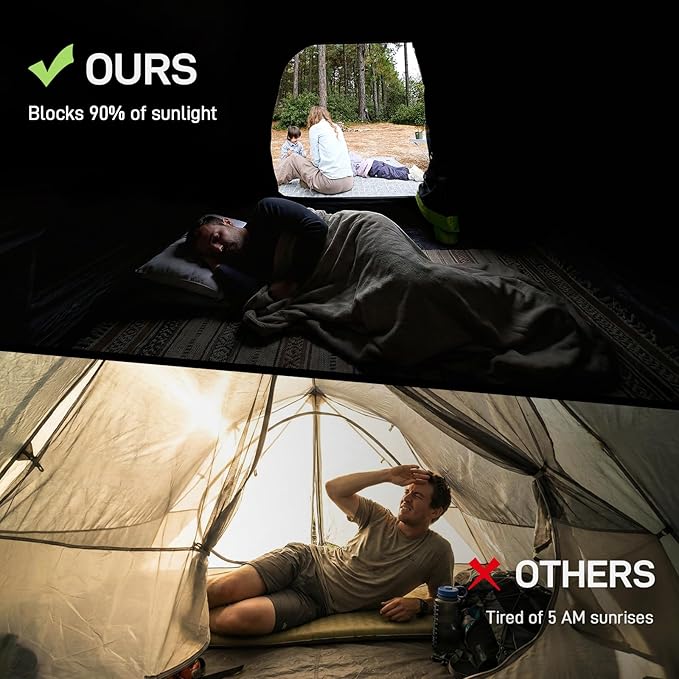 EVER ADVANCED 4 Person Blackout Camping Tent 60s Easy Setup Instant Cabin Tent for Family 4000mm Water-Resistant &amp UV Protection Light-Blocking Tent with Rainfly for Outdoor Travel 8' x 7' x 59