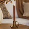 Luminara Flameless Candle Taper (1 x 9.5) Melted Top Real Wax Unscented Remote Ready Timer (Caramel Café)