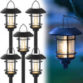 Dynaming 6 Pack Dual Use Solar Path Lights Outdoor Hanging Lantern Solar Garden Lights with Edison Bulb Landscape Lighting Waterproof &amp Auto On/Off for Patio Pathway Walkway Driveway Warm Whit