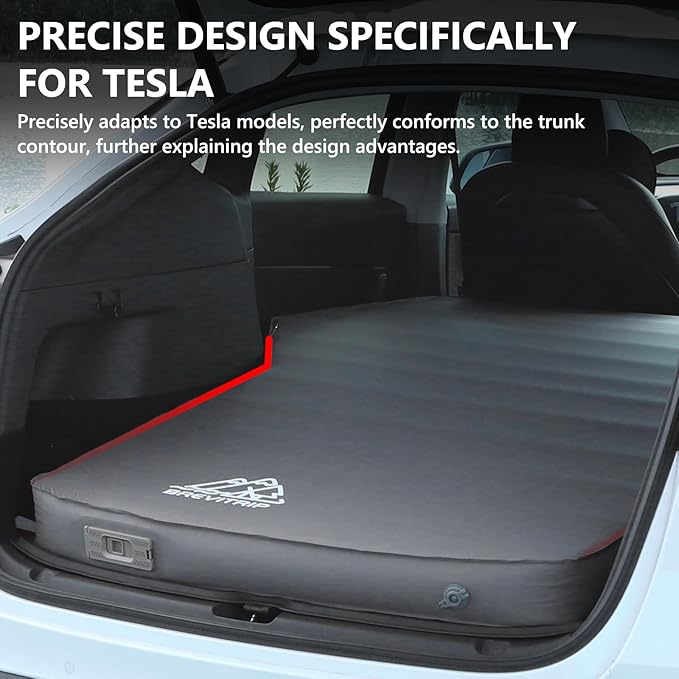 Camping Air Mattress Tesla Model Y Mattress 4 Ultra Thick Tesla Model Y Air Mattress Self Inflating Sleeping Bed with Pump Portable SUV Air Mattress Car Bed Camping Gray