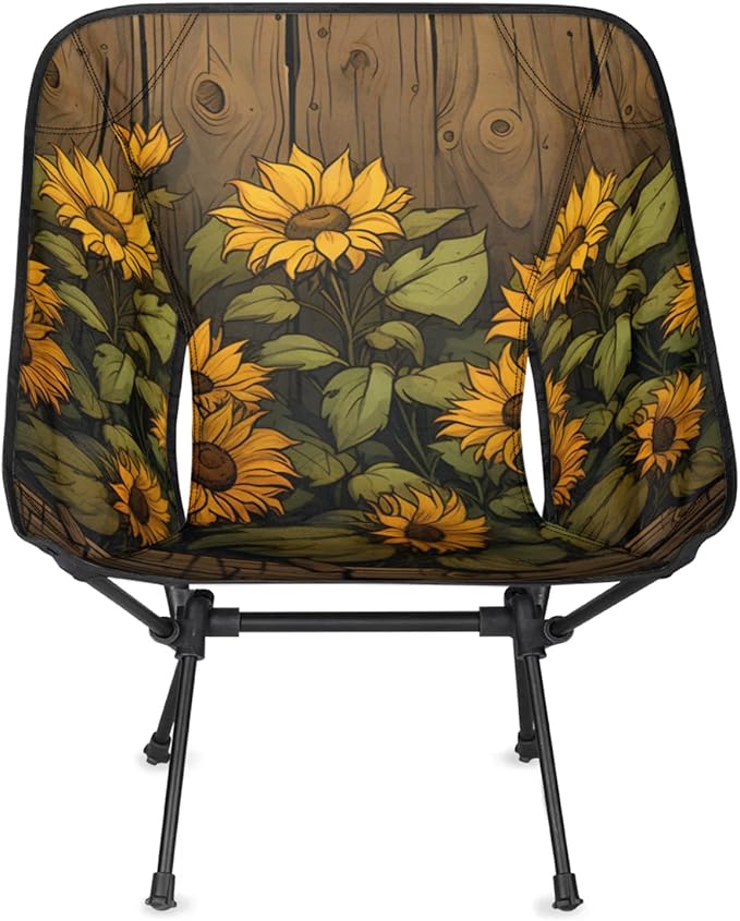 Honeybaby Folding Camping Chair Farmhouse Sunflowers Camping Chairs Lightweight Portable Chair Outdoor Foldable Chairs for Camping Travel Picnic Beach Hiking