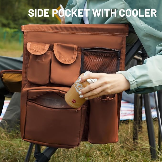 TIMBER RIDGE Oversized Folding Camping Chair High Back Heavy Duty for Adults Support up to 500lbs with Cup Holder Side Pocket Cooler Bag