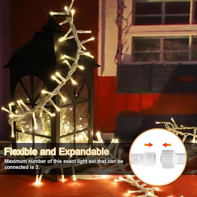 LAMPHOME 500 LED String Lights - 46ft 500LED Outdoor/Indoor Plug-in Twinkle Fairy Lights with 11 Modes - Warm White