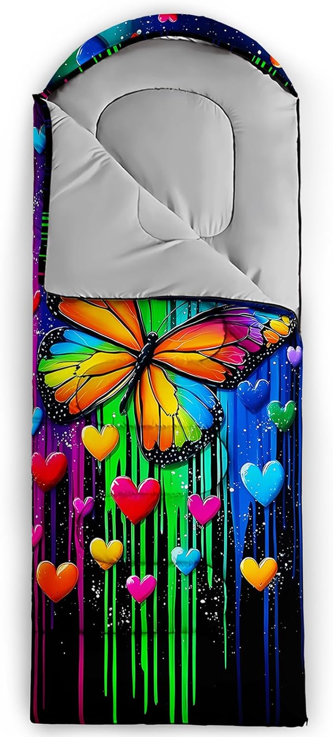 AILONEN Cartoon Camping Sleeping Bag for Boys Girls AdultsLightweight &amp Waterproof3 Season Warm &amp Cold WeatherPortablePrinted Sleeping BagTravelingCampingHiking