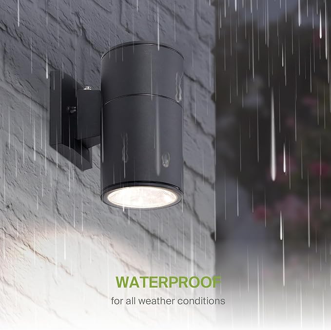 ASD 1 Light Dusk to Dawn LED Outdoor Wall Light Fixture | 9W 1000LM 3000K-5000K 120V Cylinder Up Down Lights | Waterproof Exterior Wall Sconce | Front Door Porch Patio | Black ETL