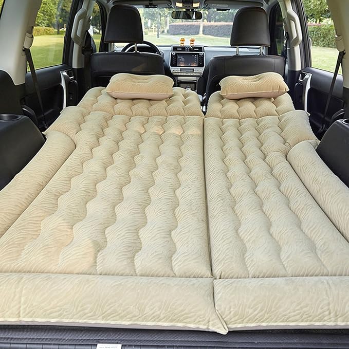 Car Air Mattress for Nissan Pathfinder IV 2012-2017 2018 2019 2020 2021 Car Mattress Inflatable Bed Portable Foldable with Pillow Camping Travel Car AccessoriesBeige