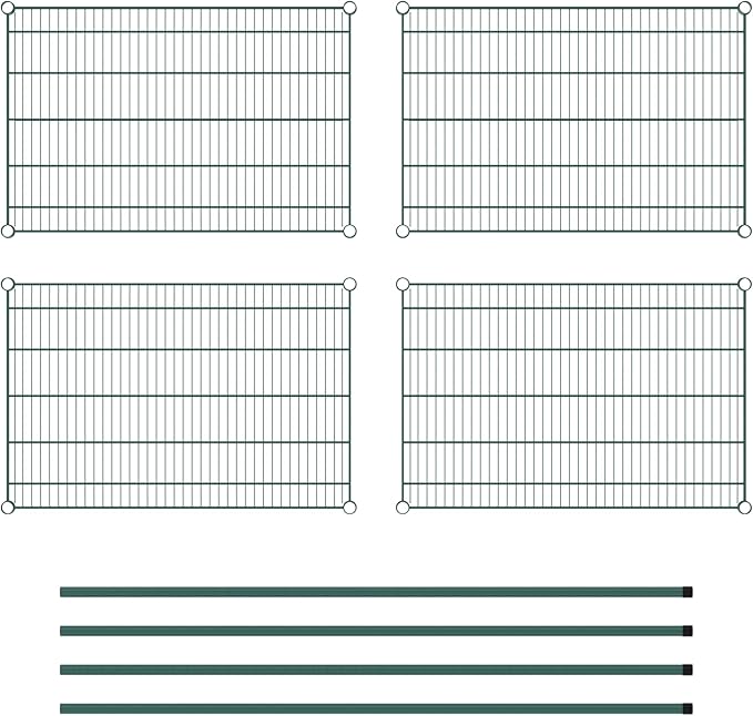 Commercial NSF Listed Green Epoxy Stationary Wire Shelving Kit 24 x 36 x 64 with 4 Shelves Perfect for Warehouse Walk-in Refrigerator Freezer Grocery Store Restaurant Dishroom