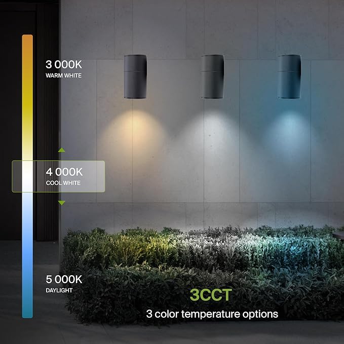 ASD 1 Light Dusk to Dawn LED Outdoor Wall Light Fixture | 9W 1000LM 3000K-5000K 120V Cylinder Up Down Lights | Waterproof Exterior Wall Sconce | Front Door Porch Patio | Black ETL