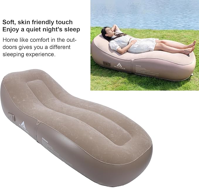 Ejoyous Inflatable Lounger Ultra Wide Inflatable Couch Portable Blow Up Sofa Chair Air Mattress with Built in Pump for Home Outdoor Camping Picnic Beach Travel