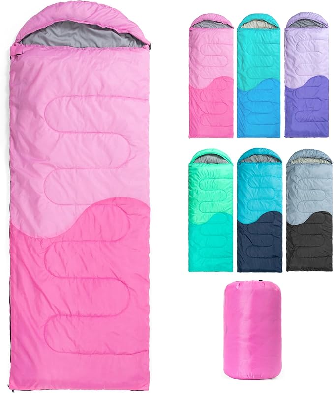 Sleeping Bag - 3 Seasons for Adults Kids Boys Girls Camping Hiking - Warm Cold Weather Lightweight Portable with Compression Bag for Backpacking in Spring Summer Fall and Winter