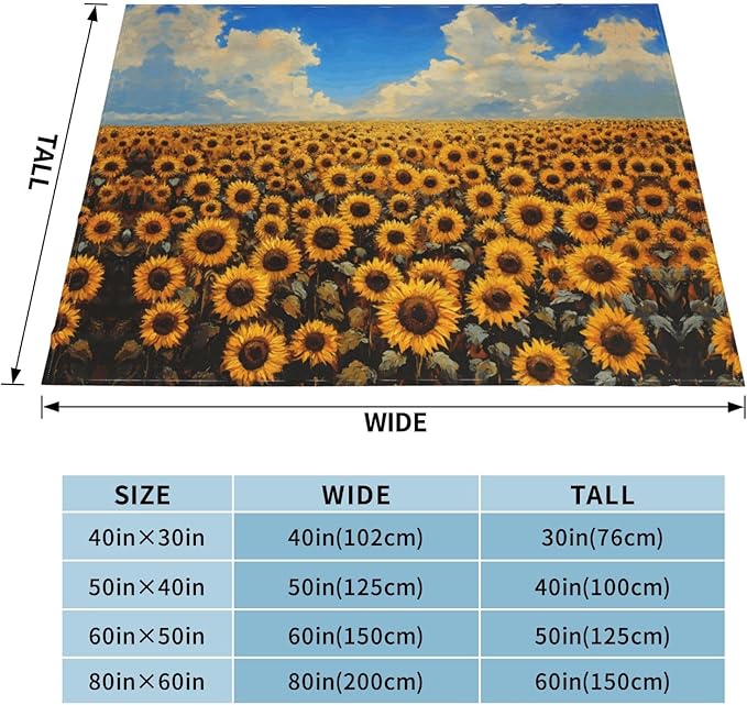 Golden Sunflower Soft Fleece Blanket 60 * 50 inch Soft Sofa Blanket Suitable for Sofa Camping Travel Night Cover Blanket
