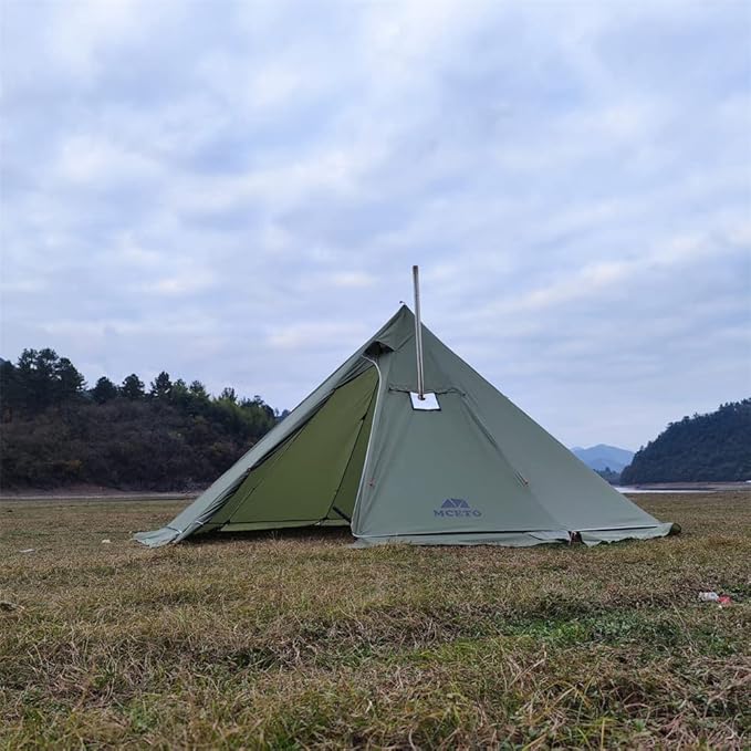 Tipi Hot Tent with Fire Retardant Stove Jack for Flue Pipes 5~8 Person Teepee Tents for Family Team Outdoor Backpacking Camping Hiking