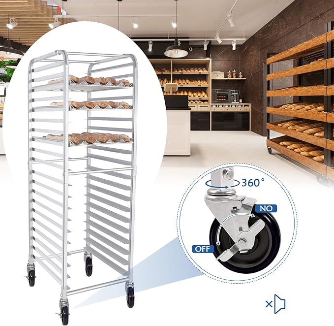 HARDURA 20 Tier Bun Pan Rack Bakery Rack with Casters NSF Home Commercial Kitchen Aluminum Storage Cooling Sheet Pan Rack20x26x69H
