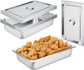 4 Pack Hotel Pans 1/1 Full Size 4’ Deep Steam Table Pan with Lid 21 L x 13 W Commercial Stainless Steel Pan Food Containers Catering Supplies Buffet Display