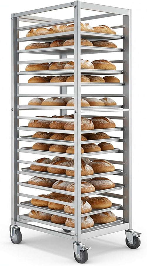 18 Tier Aluminum Home Commercial Kitchen Bakery Cooling Rack with 4 Wheels Commercial Kitchen Bun Pan Sheet Pan Rack for Restaurant Cafeteria Pizzeria