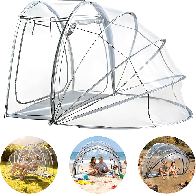 All Weather Sports Tent for 2-4 PeoplePortable Clear Bubble Tentjust 6KGPop Up Bubble Tents Instant Sun &amp Rain Shelter with Clear Screen House for Sport Event Camping Fishing Cheering